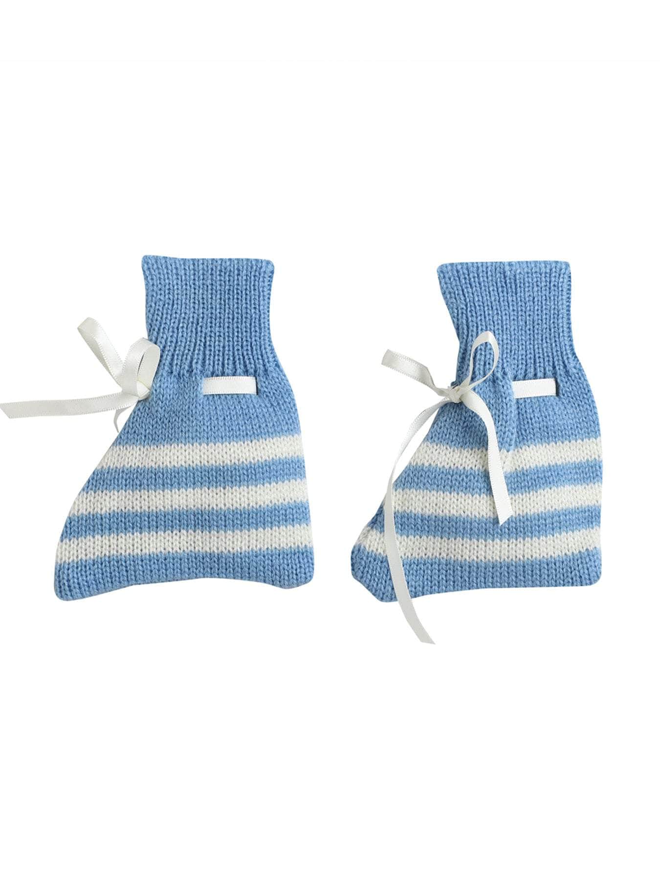 Little Angels Little Angels Sweater Set Baby Wool Full Sleeves V-Neck Jacquard Star Design Blue & Cream 3-Piece Set Sweater Sets Twinkle Nest Baby Knit Set