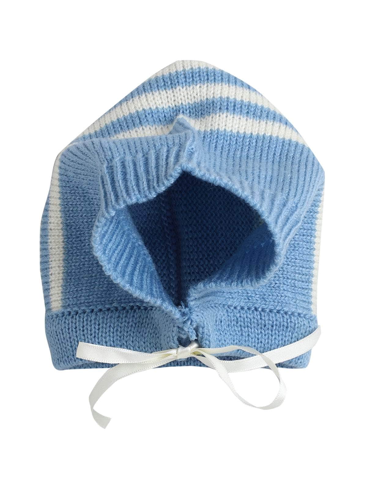 Little Angels Little Angels Sweater Set Baby Wool Full Sleeves V-Neck Jacquard Star Design Blue & Cream 3-Piece Set Sweater Sets Twinkle Nest Baby Knit Set