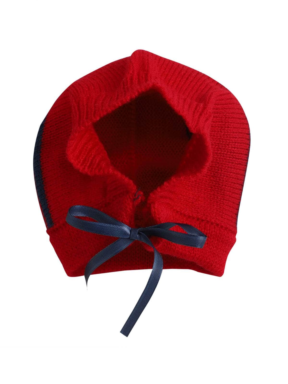 Little Angels Little Angels Sweater Set Baby Wool Full Sleeves V-Neck Jacquard Star Design Red & Navy 3-Piece Set Sweater Sets Twinkle Nest Baby Knit Set