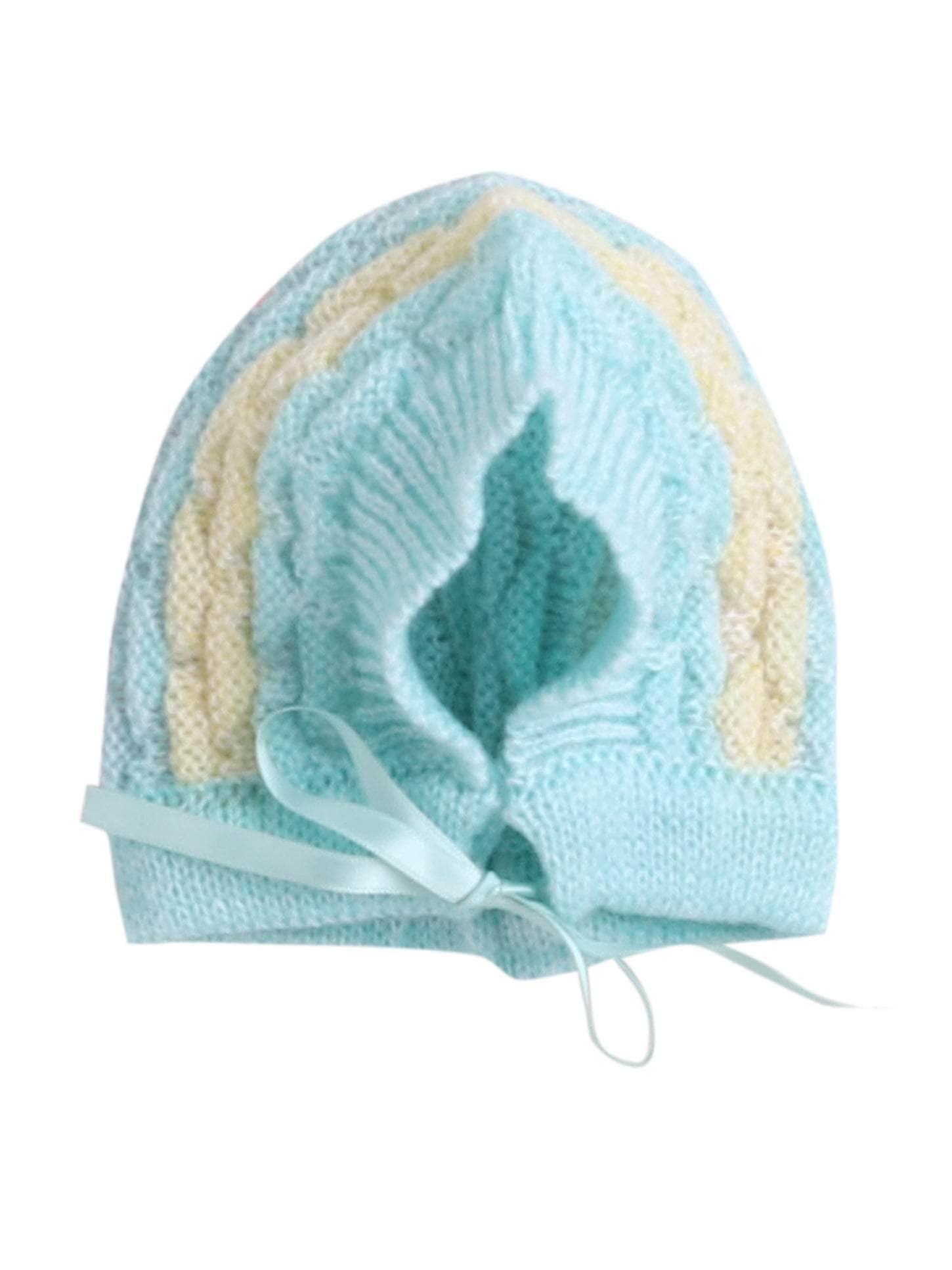 Little Angels Little Angels V-Neck Full Sleeves Full Sleeves Multi Striped Cardigan, Tie-Knot Cap and Socks Sweater Sets Twinkle Weave Baby Wool Set