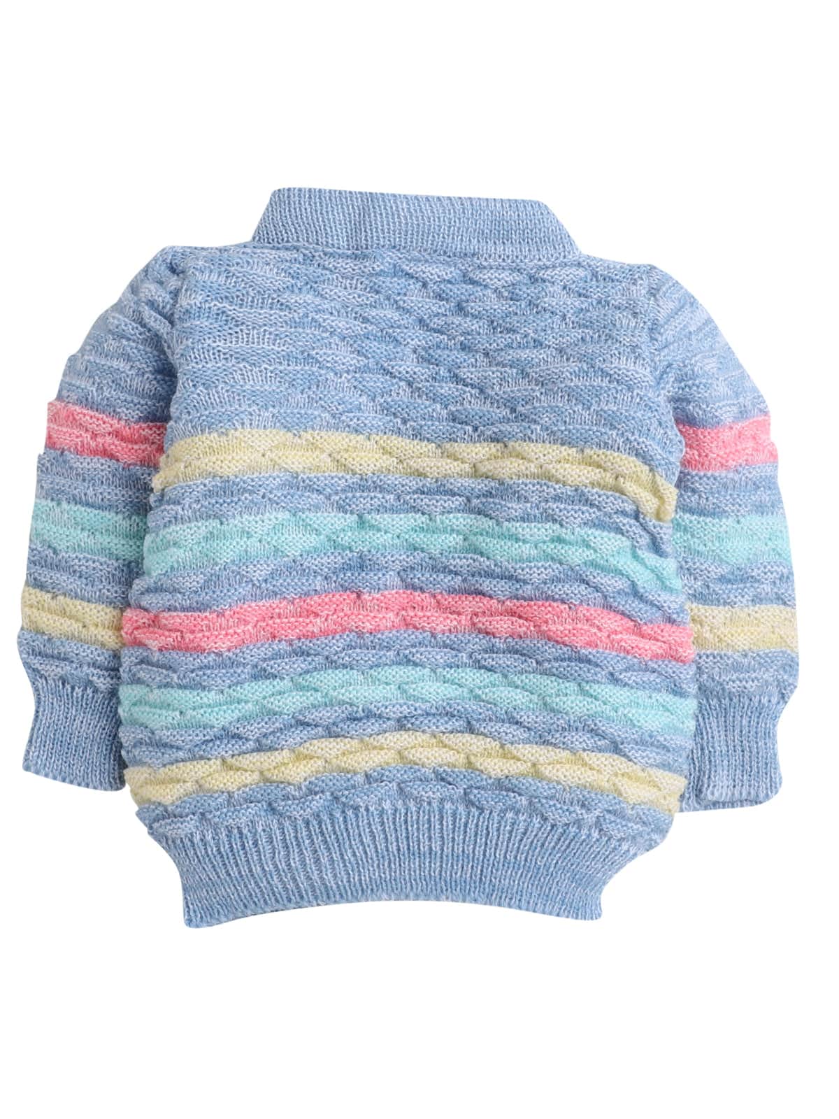 Little Angels Little Angels V-Neck Full Sleeves Full Sleeves Multi Striped Cardigan, Tie-Knot Cap and Socks Sweater Sets Twinkle Weave Baby Wool Set