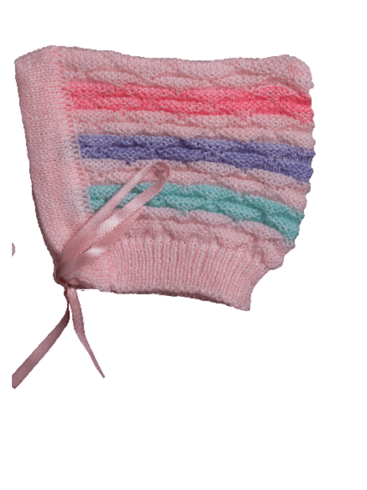 Little Angels Little Angels V-Neck Full Sleeves Full Sleeves Multi Striped Cardigan, Tie-Knot Cap and Socks Sweater Sets Twinkle Weave Baby Wool Set