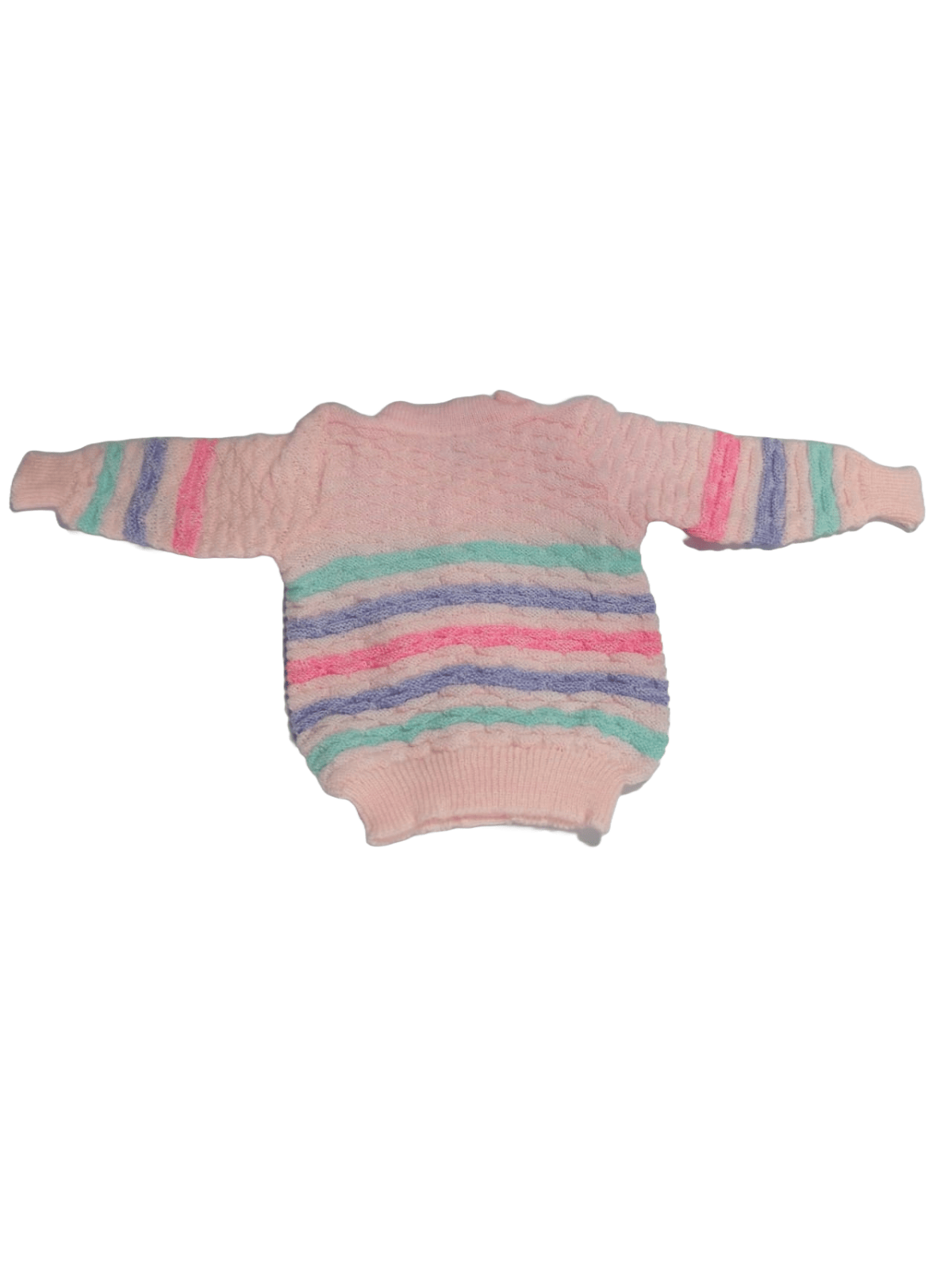Little Angels Little Angels V-Neck Full Sleeves Full Sleeves Multi Striped Cardigan, Tie-Knot Cap and Socks Sweater Sets Twinkle Weave Baby Wool Set