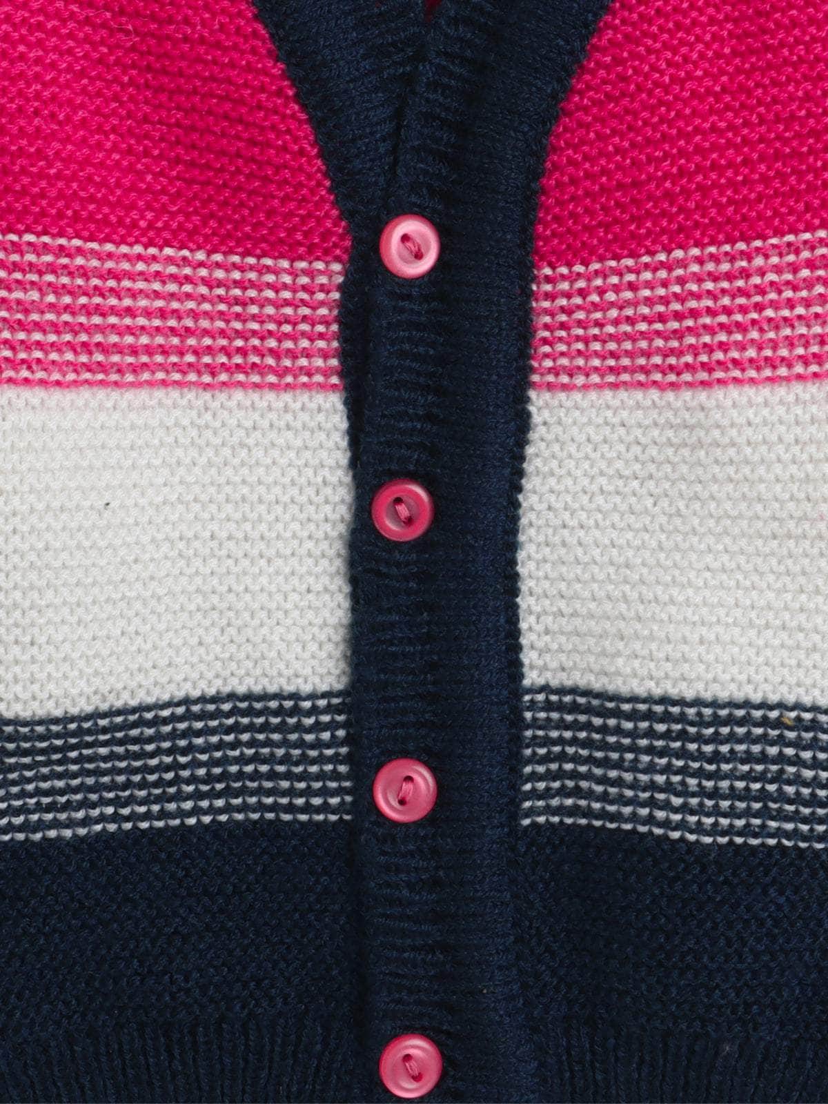 Little Angels Little Angels V-Neck Full Sleeves Color-Block Dark Blue Cardigan, Pants, Cap & Socks Sweater Sets Warm Hugs Colorblock Set