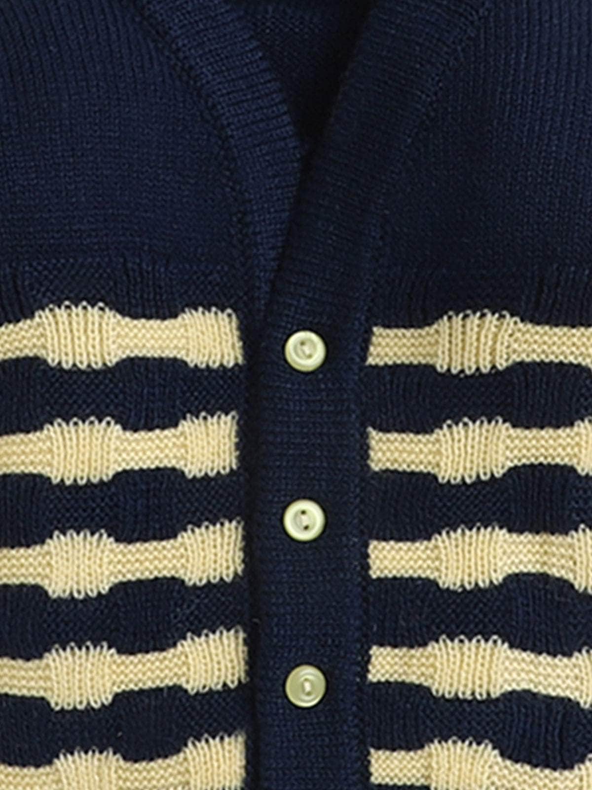 Little Angels Little Angels V-Neck Full Sleeves Full Sleeves Striped Cardigan, Tie-Knot Cap and Socks Sweater Sets Waves of Warmth Knit Set 