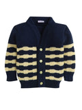 Little Angels Little Angels V-Neck Full Sleeves Full Sleeves Striped Cardigan, Tie-Knot Cap and Socks Sweater Sets Waves of Warmth Knit Set 