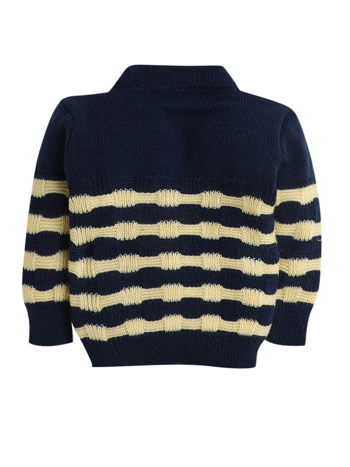 Little Angels Little Angels V-Neck Full Sleeves Full Sleeves Striped Cardigan, Tie-Knot Cap and Socks Sweater Sets Waves of Warmth Knit Set 