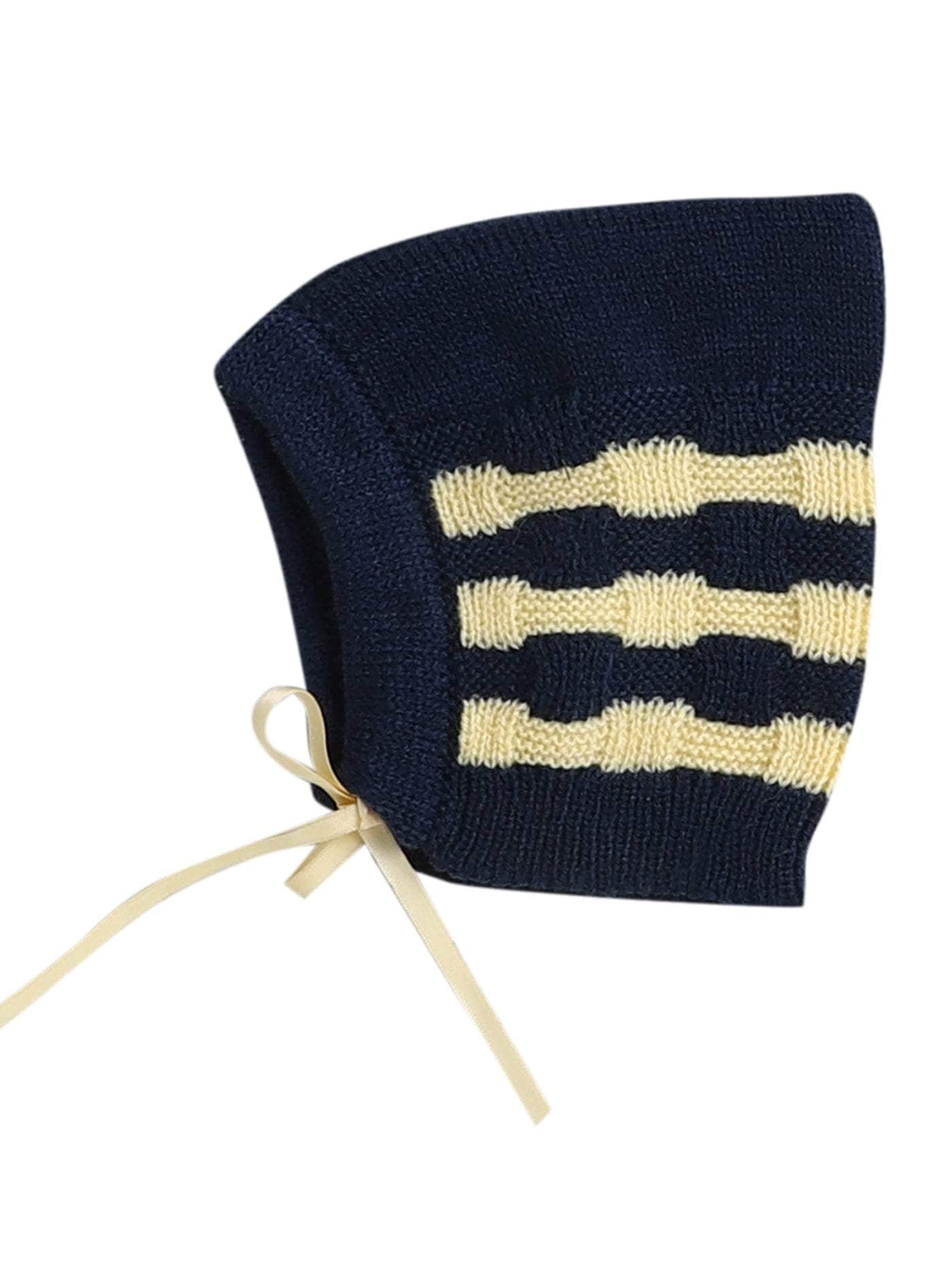 Little Angels Little Angels V-Neck Full Sleeves Full Sleeves Striped Cardigan, Tie-Knot Cap and Socks Sweater Sets Waves of Warmth Knit Set 