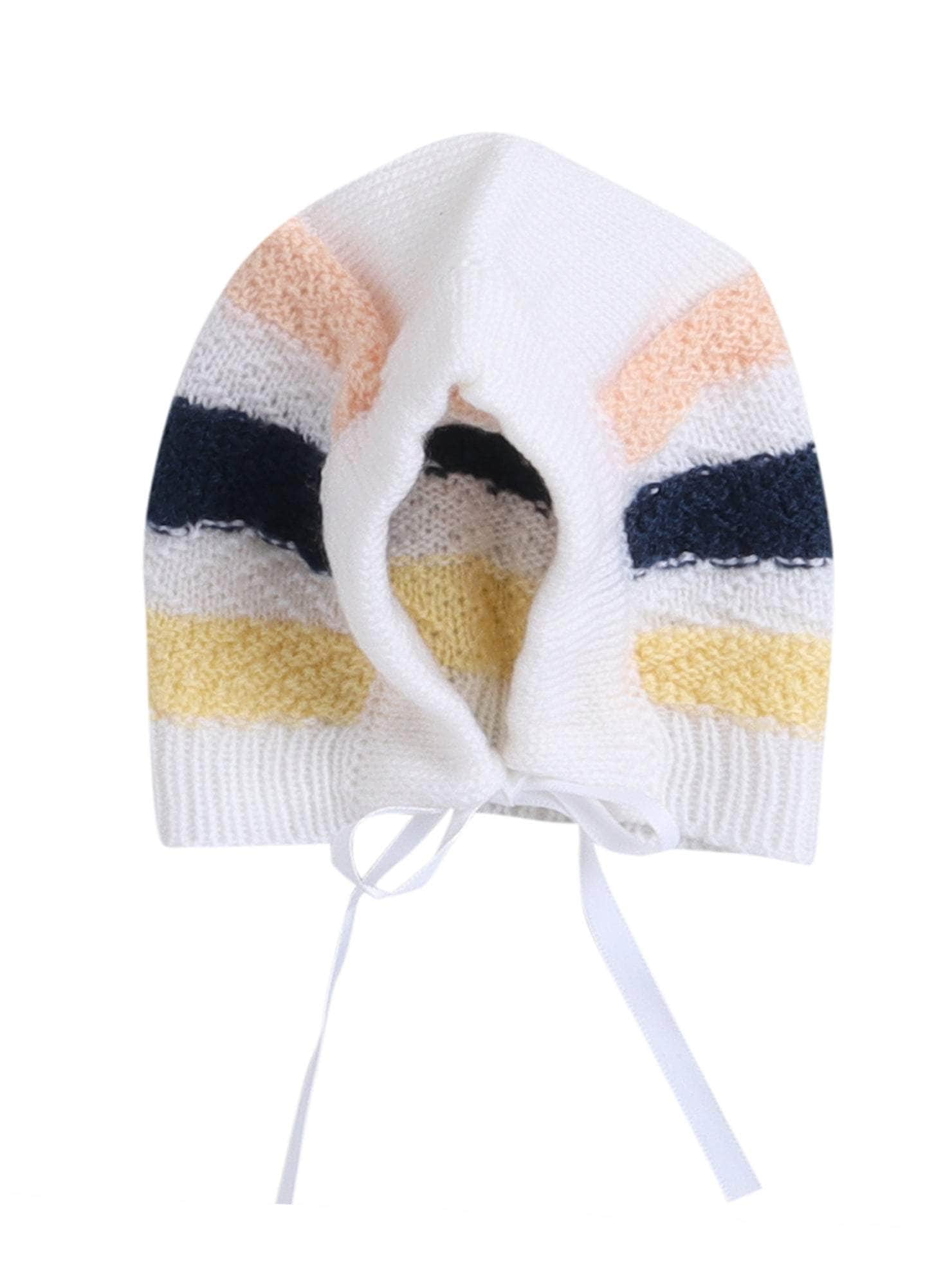 Little Angels Little Angels V-Neck Full Sleeves Full Sleeves Striped Cardigan, Tie-Knot Cap and Socks Sweater Sets Wiggles & Giggles Knit Set