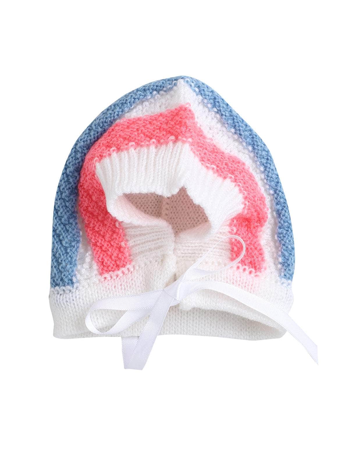 Little Angels Little Angels V-Neck Full Sleeves Full Sleeves Striped Cardigan, Tie-Knot Cap and Socks Sweater Sets Wiggles & Giggles Knit Set