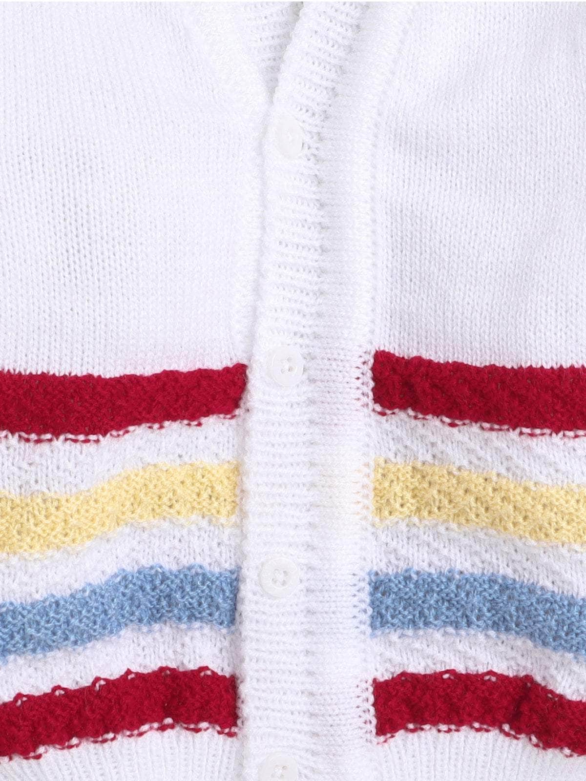 Little Angels Little Angels V-Neck Full Sleeves Full Sleeves Striped Cardigan, Tie-Knot Cap and Socks Sweater Sets Wiggles & Giggles Knit Set