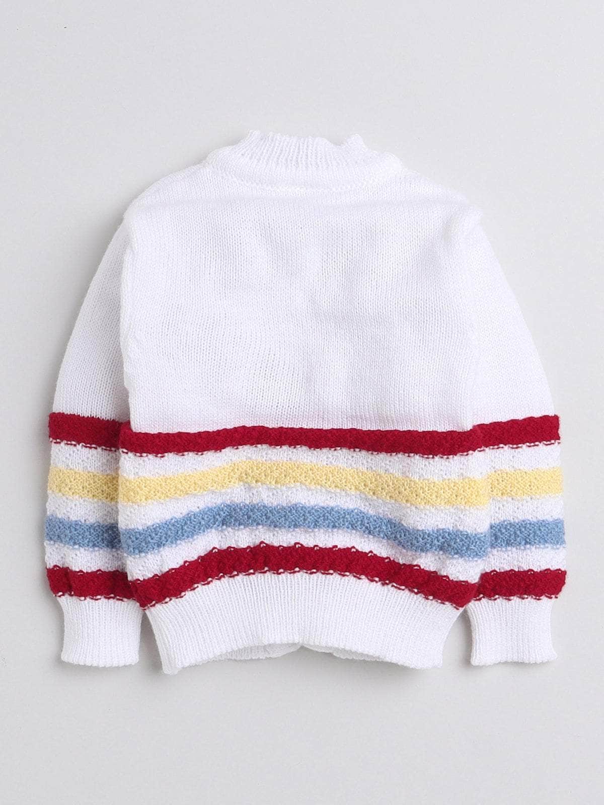 Little Angels Little Angels V-Neck Full Sleeves Full Sleeves Striped Cardigan, Tie-Knot Cap and Socks Sweater Sets Wiggles & Giggles Knit Set