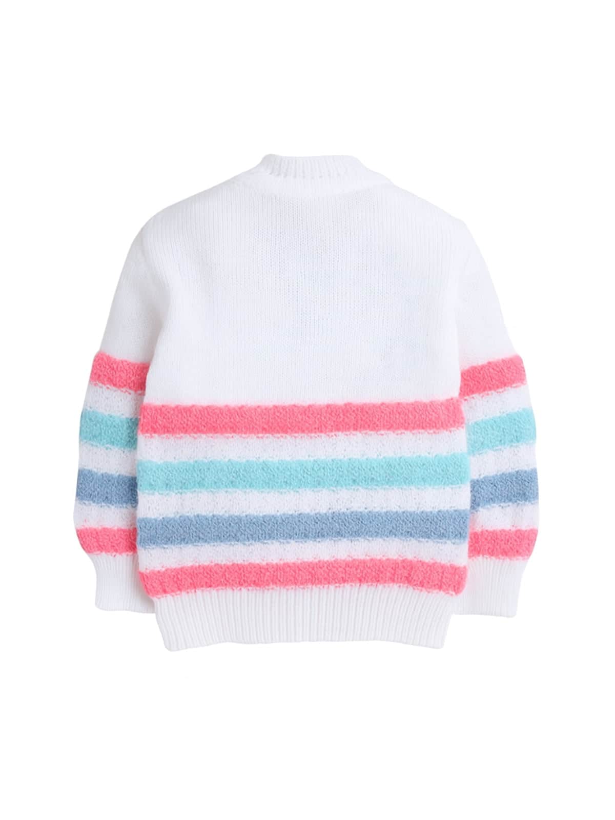 Little Angels Little Angels V-Neck Full Sleeves Full Sleeves Striped Cardigan, Tie-Knot Cap and Socks Sweater Sets Wiggles & Giggles Knit Set