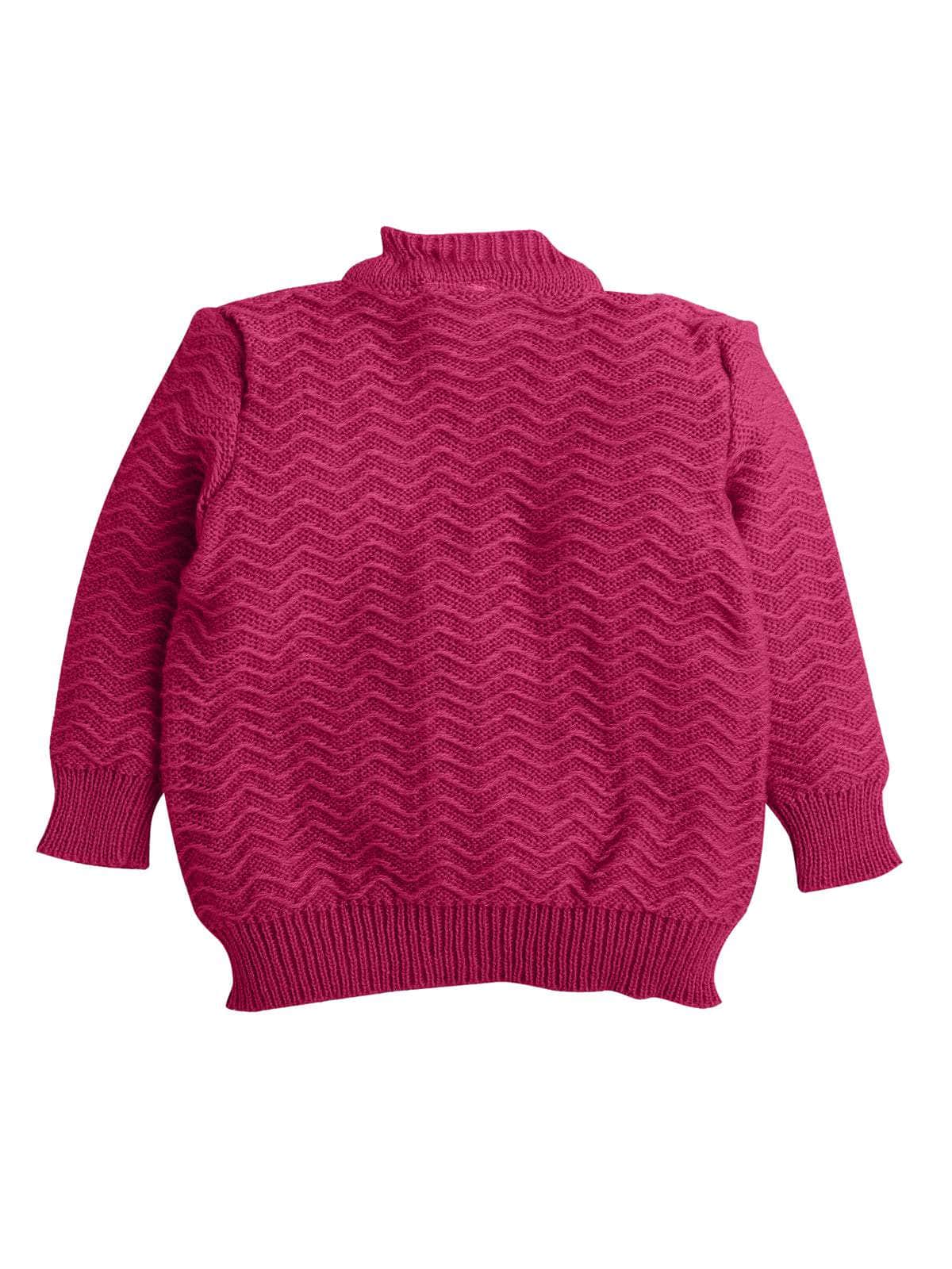 Little Angels Little Angels Sweater Set Baby Wool Full Sleeves V-Neck Striped in a Pearl Pattern Pink 3-Piece Set Sweater Sets Zaggy Cuddles Baby Knit Set