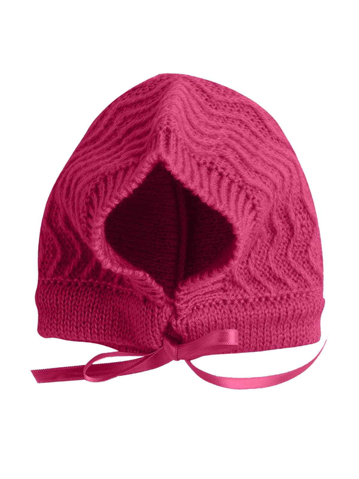 Little Angels Little Angels Sweater Set Baby Wool Full Sleeves V-Neck Striped in a Pearl Pattern Pink 3-Piece Set Sweater Sets Zaggy Cuddles Baby Knit Set