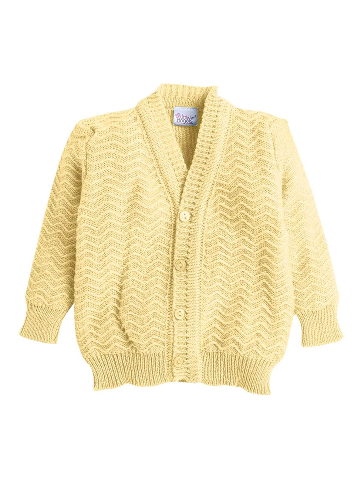 Little Angels Little Angels Sweater Set Baby Wool Full Sleeves V-Neck Striped in a Pearl Pattern Pink 3-Piece Set Sweater Sets Zaggy Cuddles Baby Knit Set