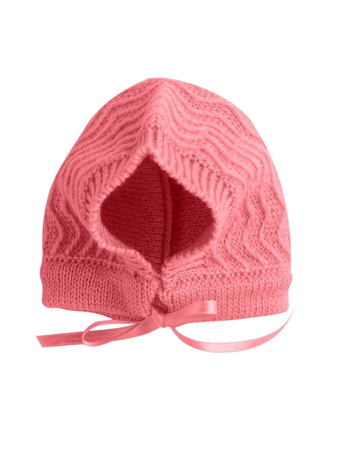 Little Angels Little Angels Sweater Set Baby Wool Full Sleeves V-Neck Striped in a Pearl Pattern Pink 3-Piece Set Sweater Sets Zaggy Cuddles Baby Knit Set