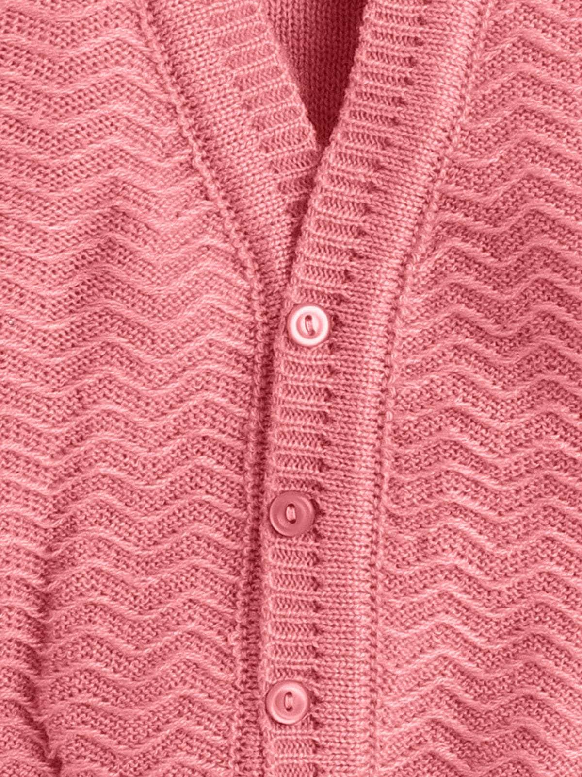 Little Angels Little Angels Sweater Set Baby Wool Full Sleeves V-Neck Striped in a Pearl Pattern Pink 3-Piece Set Sweater Sets Zaggy Cuddles Baby Knit Set
