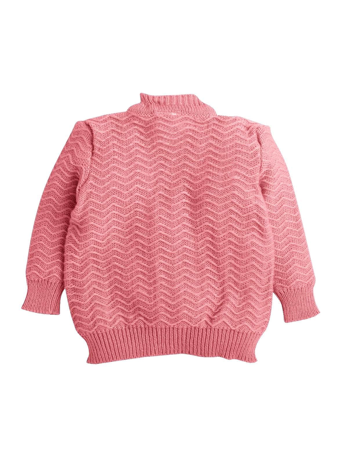 Little Angels Little Angels Sweater Set Baby Wool Full Sleeves V-Neck Striped in a Pearl Pattern Pink 3-Piece Set Sweater Sets Zaggy Cuddles Baby Knit Set