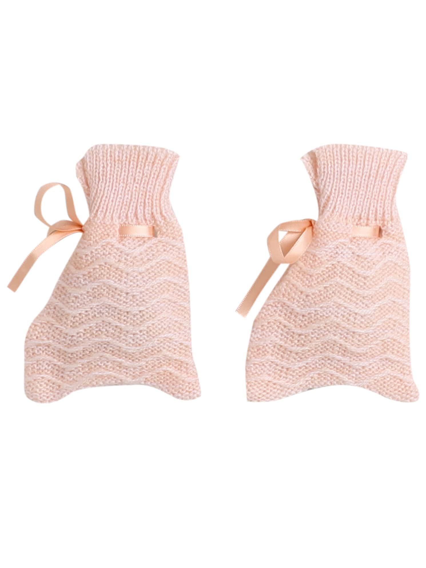 Little Angels Little Angels Sweater Set Baby Wool Full Sleeves V-Neck Striped in a Pearl Pattern Pink 3-Piece Set Sweater Sets Zaggy Cuddles Baby Knit Set