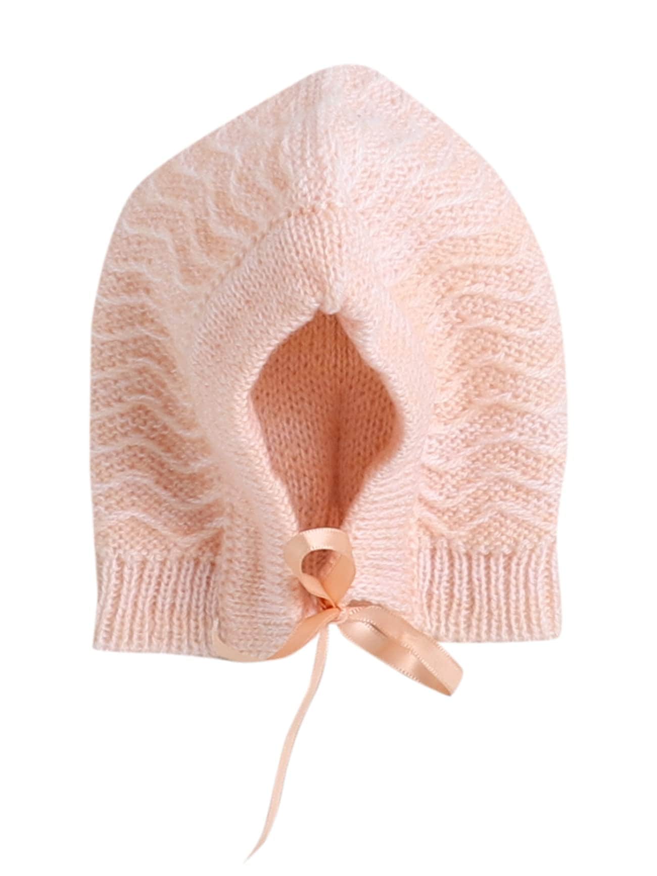 Little Angels Little Angels Sweater Set Baby Wool Full Sleeves V-Neck Striped in a Pearl Pattern Pink 3-Piece Set Sweater Sets Zaggy Cuddles Baby Knit Set