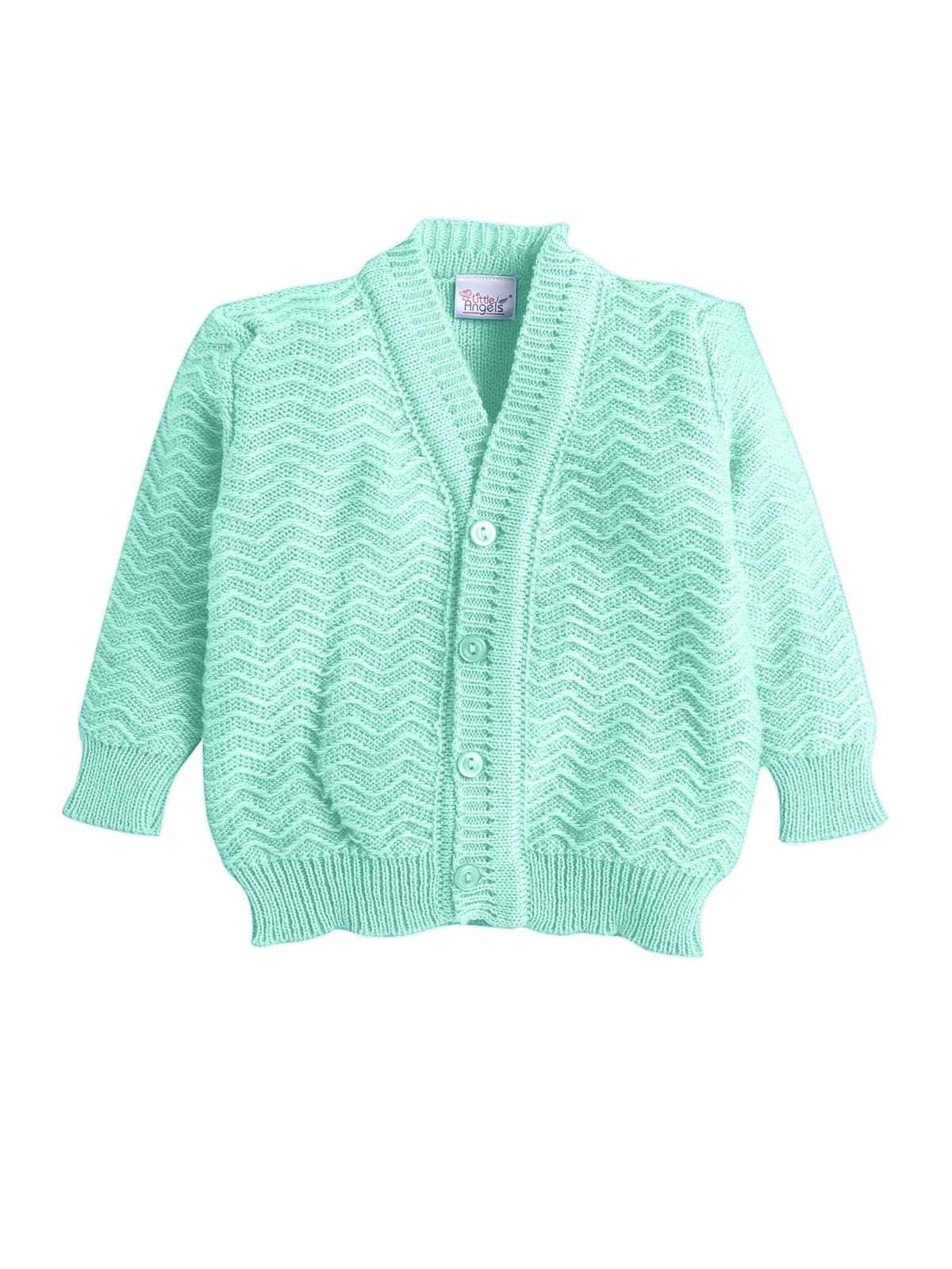 Little Angels Little Angels Sweater Set Baby Wool Full Sleeves V-Neck Striped in a Pearl Pattern Pink 3-Piece Set Sweater Sets Zaggy Cuddles Baby Knit Set