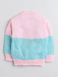 Little Angels Little Angels Sweater Set Baby Wool Full Sleeves V-Neck Textured Chevron Pink & Green 3-Piece Set Sweater Sets Zig-Zag Snuggle Bloom Set
