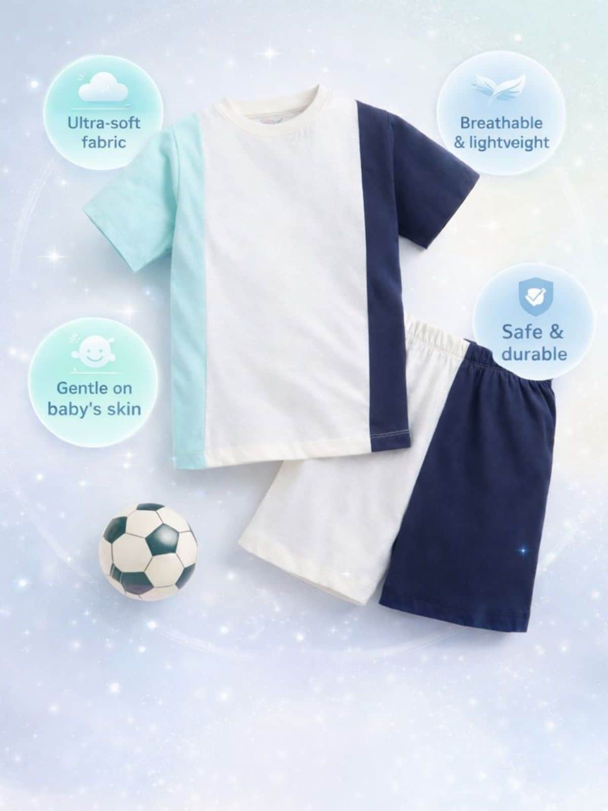 Little Angels Little Angels 2 Pcs T-shirts & Shorts Cotton Round Neck Half Sleeves Color-Block Shirt & Shorts For Baby Girls T-shirts & Shorts Comfy Kicks Tee-Shorts Duo