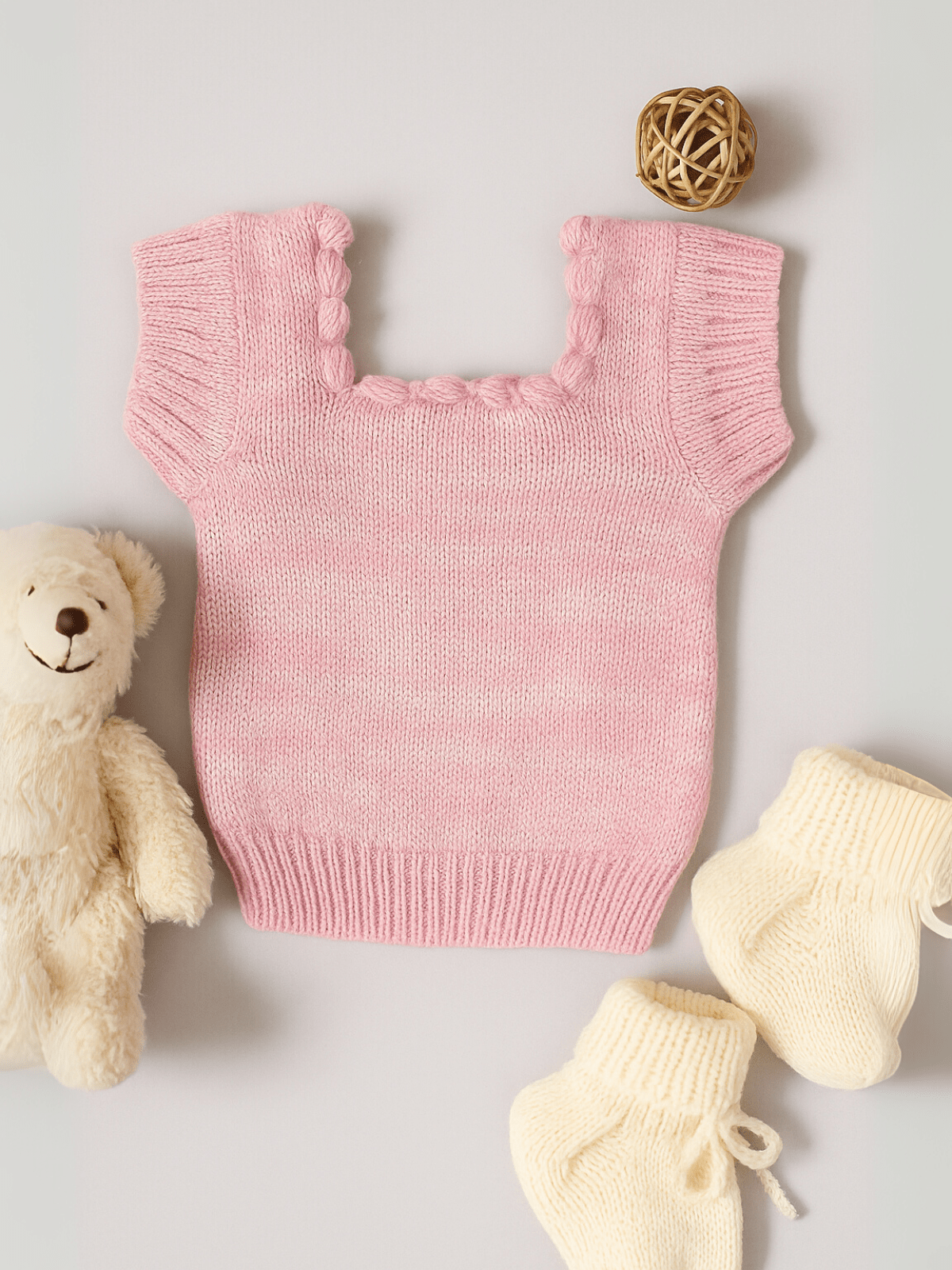 Little Angels Warm Whirl Baby Knit Vest Warm Whirl Baby Knit Vest 3-6 M / Pink / Baby Wool